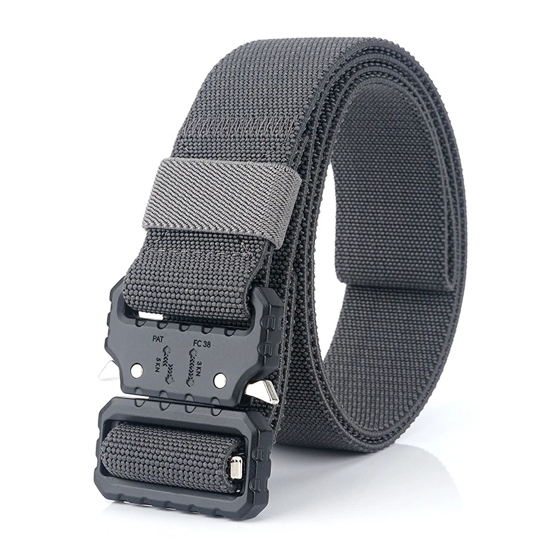 Wholesale new black zinc alloy buckle military tactical belt  high fabric elastic thick nylon army belt for men