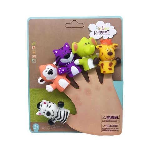 Wholesale rubber plastic animal finger puppets set for children