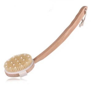Wholesale skin exfoliating men&#x27;s bath supplies wooden long handle body shower brush
