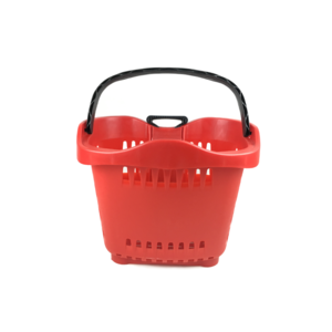 Wholesale Supermarket Rolling Shop Trolley Plastic Shopping Basket with Wheels