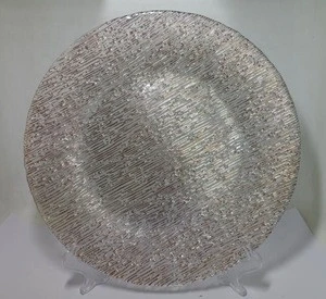 wholesale wedding colored round 32 cm glass charger plates