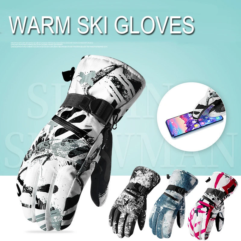 Winter Ski Gloves for Men and Women Upgraded Touch Screen Anti-Slip Silicone Gel Elastic Cuff Thermal Soft Wool Lining