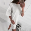 Women Casual O-Neck Straight Solid Dress Patchwork Puff Sleeve Letter Loose Min Dress 2020 New Arrival Summer Fashion Dress
