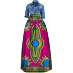 Women's Plus Size African Print Skirt Dashiki A Line Long Maxi Skirts Dresses