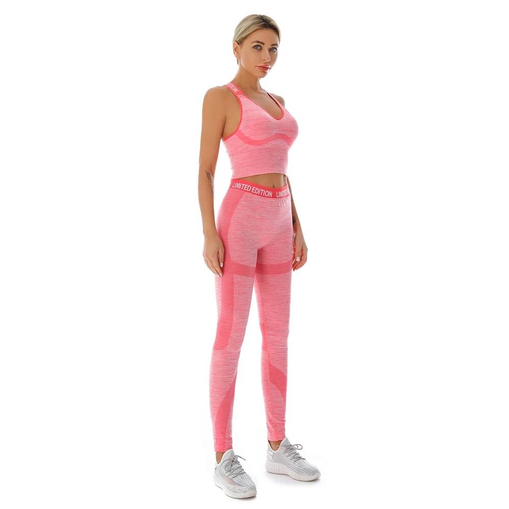 Womens seamless active wear fitness gym workout yoga clothes set
