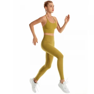 Womens Seamless Yoga Set High Waist Legging Compression Sports Bra Sports Gym Fitness Workout suit