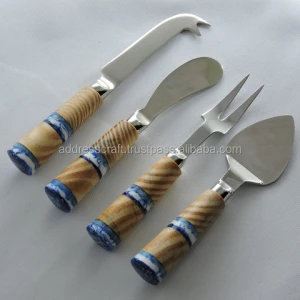 Wood and Resin handle with stainless steel cheese knife cutlery