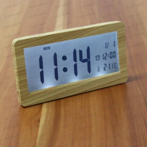 Wood grain table alarm clock