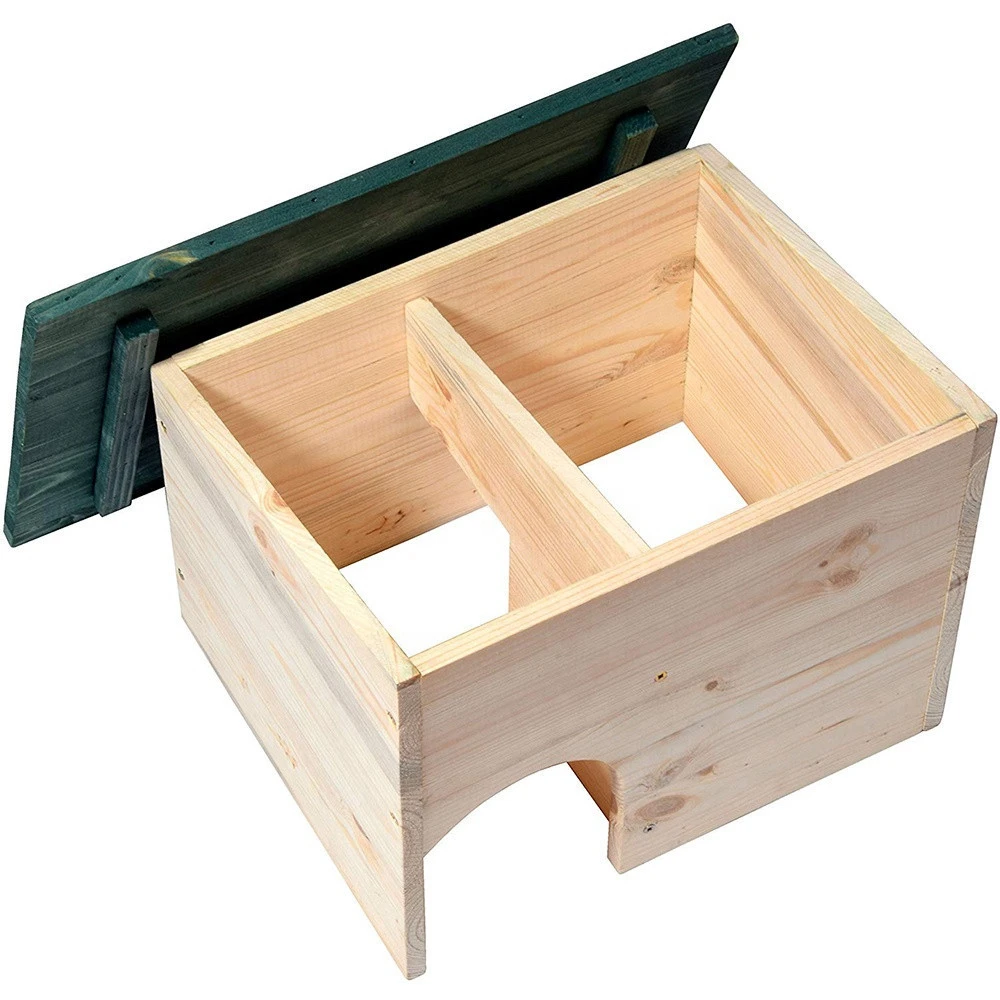 Wooden Hedgehog House Hedgehog Shelter Two Chambers Green Roof Pet Cage