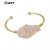 Import WT-B575 WKT vintage style handmade wire wrapped Raw Stone bangle women fashion gold adjustable raw quartz stone jewelry bangle from China