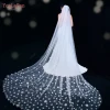 YouLaPan V20 3m long ivory color veils with haircomb High quality Soft Tulle handmade appliques wedding veils bridal