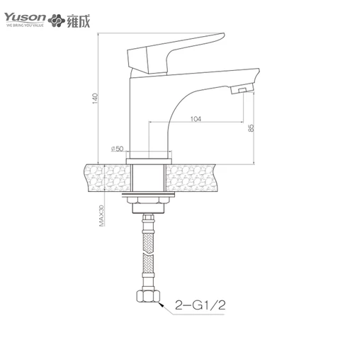 YUSON 3296-30 Factory Supplier Bathroom Sink Tap Deck Mounted Chrome Basin Faucet