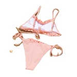ZeYi Summer Design Pleated Bikinis Woman Swimwear Ruffle Design Pink Color Girls Bikini Set 2021