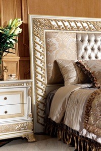 0062w-2 white gold decor bedroom sets furniture, luxury wooden king size bed