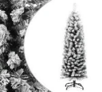 vidaXL Artificial Christmas Tree Green PVC, Steel Slim Ornaments