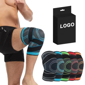 Custom color breathable riding knee brace knitted elastic knee compression sleeve