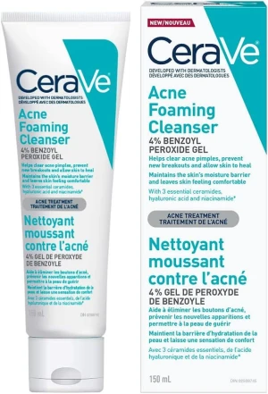 CeraVe 4% Benzoyl Peroxide ACNE Treatment Foaming Cleanser