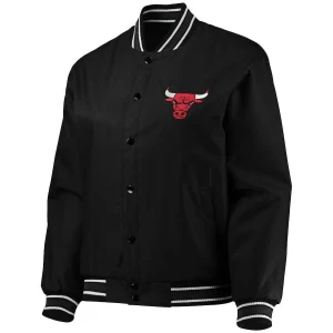JH Design Black Chicago Bulls Plus Size Poly Twill Full-Snap Jacket