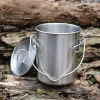 Outdoor stainless steel coffee mug with folding handles 700ml