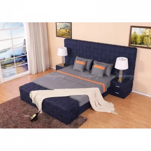 Fabric Woven Pattern Bed Double Bedroom Bed with Bed Couch Furniture