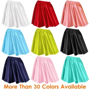 Women Mini Skirts Girl Satin Short Dress Pleated Retro Elastic Waist S to 3XL