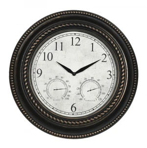 20inch Retro Round Wall Clock with Thermometer and Humidity