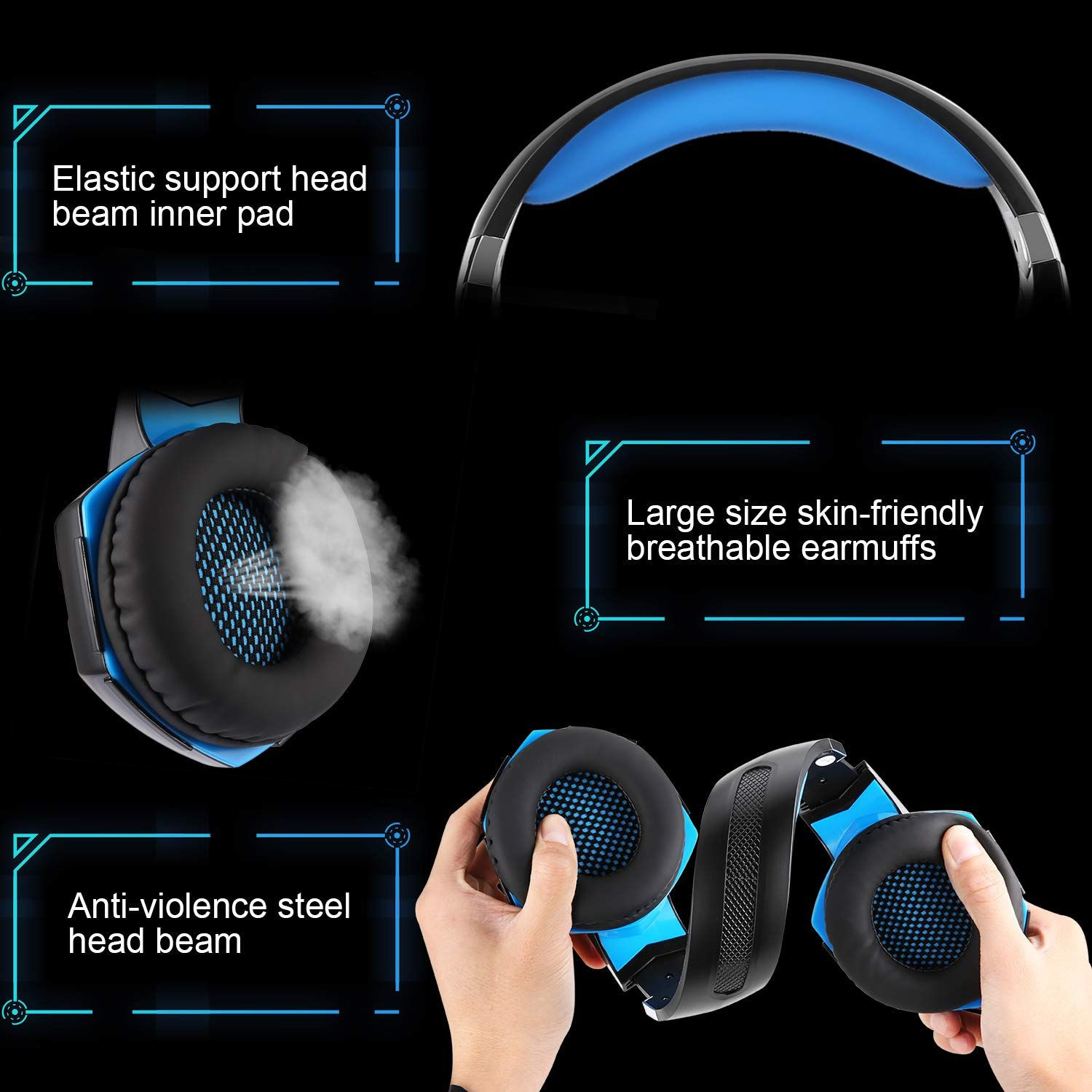 Buy G2000 Gaming Headset With Mic Led Light Over Ear Wired Headphones ...