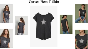 Curved Hem T-Shirt for Men Stylish Casual Wear