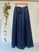 High-Quality Interwoven Recycled Fiber Wide-Leg Trousers