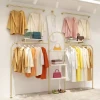 Share to Custom Garment Store Furniture Boutique Heavy Duty Golden Clothes Stand Women's Clothing Display Rack For Sho