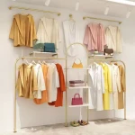 Share to Custom Garment Store Furniture Boutique Heavy Duty Golden Clothes Stand Women's Clothing Display Rack For Sho