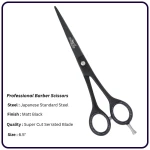 Professional 6.5” Barber Scissors – Matt Black Finish with Serrated Blade & Split Screw