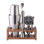 10 Piece Home Bartender Kit Cocktail Shaker Set with Stylish Bamboo