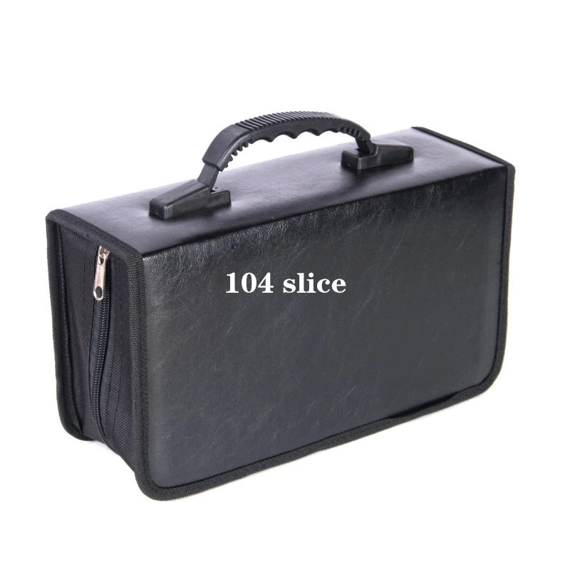 104 PU leather black zipper portable dvd cd storage case