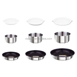 10pcs cookware sets stainless steel kitchen cooking soup & stock pots and pans with detachable handle