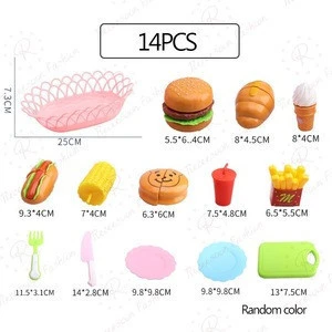 14pcs Interactive Toys Kids Super DIY Food Combo Kitchen Toys Pretend Play Hamburger Bread Cutting Indoor Games 3D Puzzle Toy