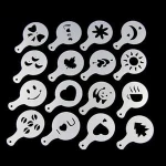 16Pcs/set Fashion Cappuccino Coffee Drawing Stencils Template Coffee Maker Tools Duster Spray Art Stencils Tool