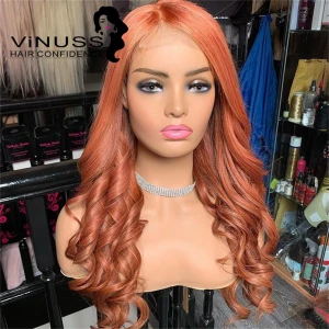 180% Orange Color Lace Wigs Wave  Hair Lace Middle Part Human HD Hair Wigs PrePlucked Brazilian Wigs Remy Human Hair