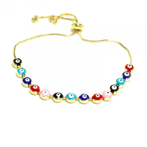 18K Gold Plated Enamel Devil Eye Bracelet Jewelry 2021 Adjustable Boho Bracelet Women Accessories Wholesale