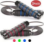 2 Pack Exercise Fitness Training Tangle-Free Adjustable Skipping Jump Rope with Memory Foam Handles