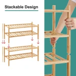 2-Tier Multifunctional Portable Wooden Shoe Rack Organizer for Living Room Storage