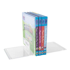 2018 Clear Design Non-Slip Bookracks for Bedroom Library Office School Decoration Gift Plastic Acrylic Bookends