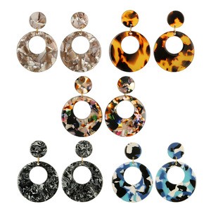 2018 Fashion Acrylic Jewelry Geometric Resin Bohemian Acetate Pendant Tortoise Shell Earrings