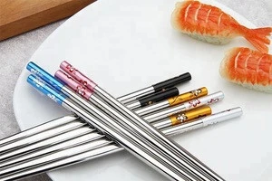 2018 new korean style stainless steel metal chopsticks