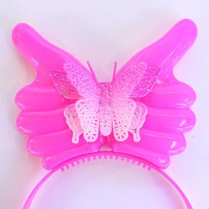2018Cool led plastic butterfly thumb headband led flashing Light party supplies