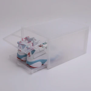2020 Amazon Hot selling transparent shoe storage bin plastic shoe box with sliding bottom case