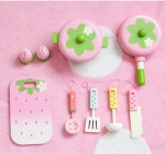 2020 new children's play house puzzle wooden kitchen toy set pot utensils set