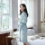 Import 2020 new lovers nightgown lake blue strip flannel comfortable bathrobe made of polyester fabric for home hotel from China
