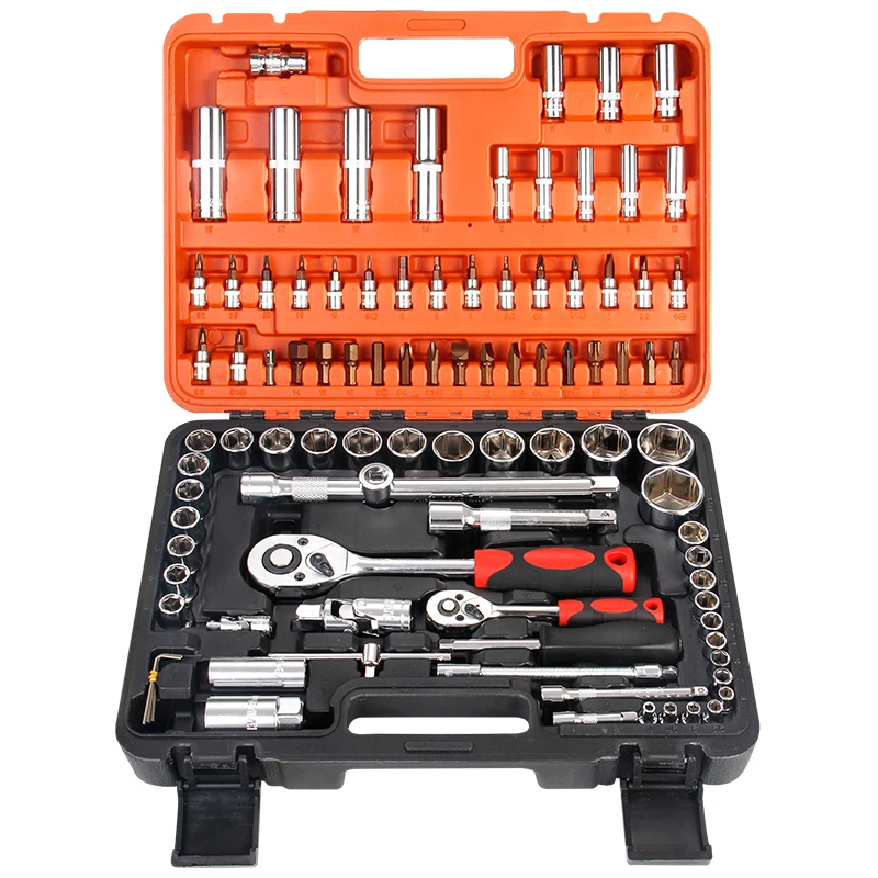 2020 SRUNV 61pcs 1/4 1/2inch ratchet wrench socket tools with Multi-Color Box Automotive Tool Kit