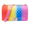 2020 Wholesale women handbags silicone/PVC shoulder handbag rainbow bag jelly candy purse
